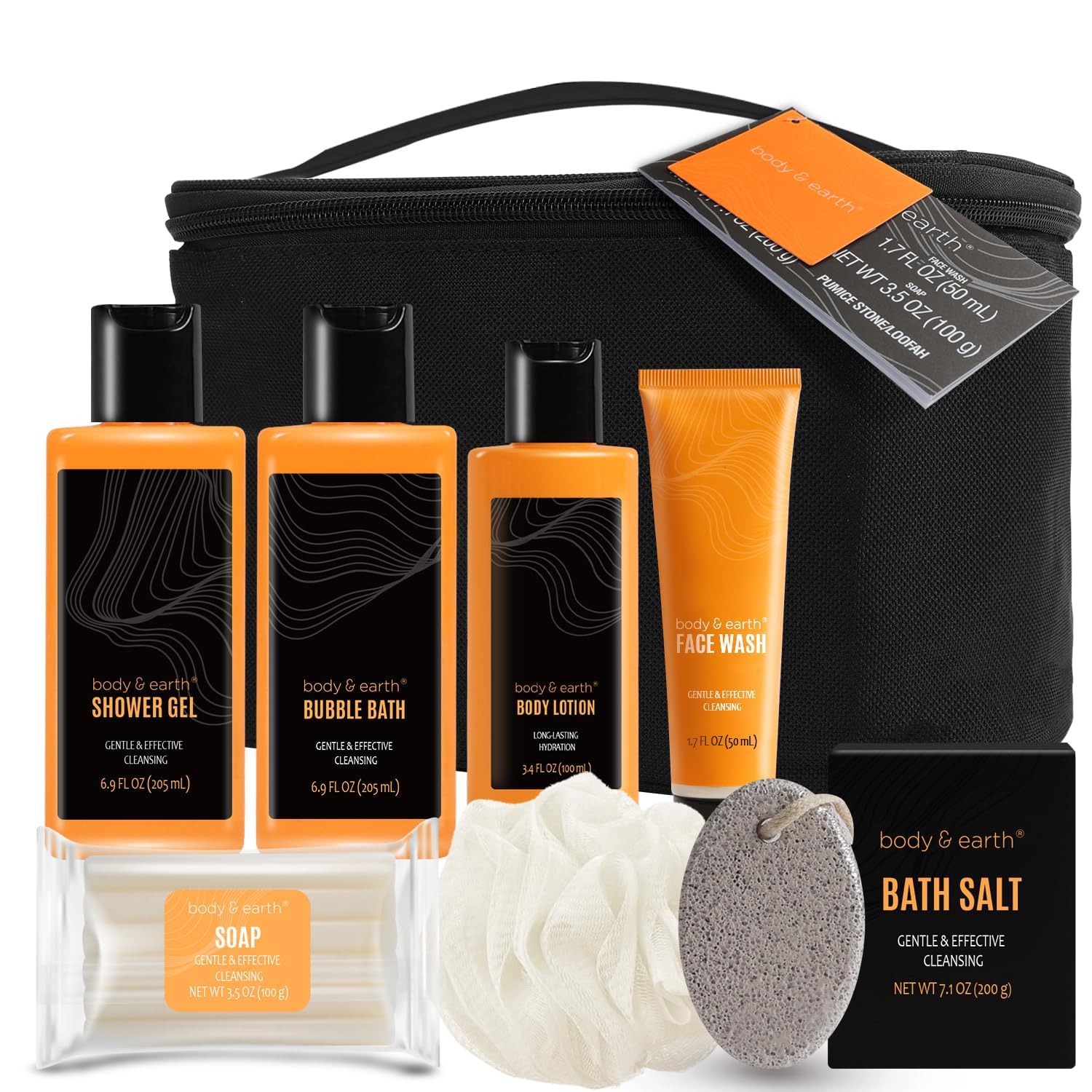 Body & Earth Gift Baskets for Men – Citrus Bath & Body Set with Lotion, Face Wash & Shower Gel