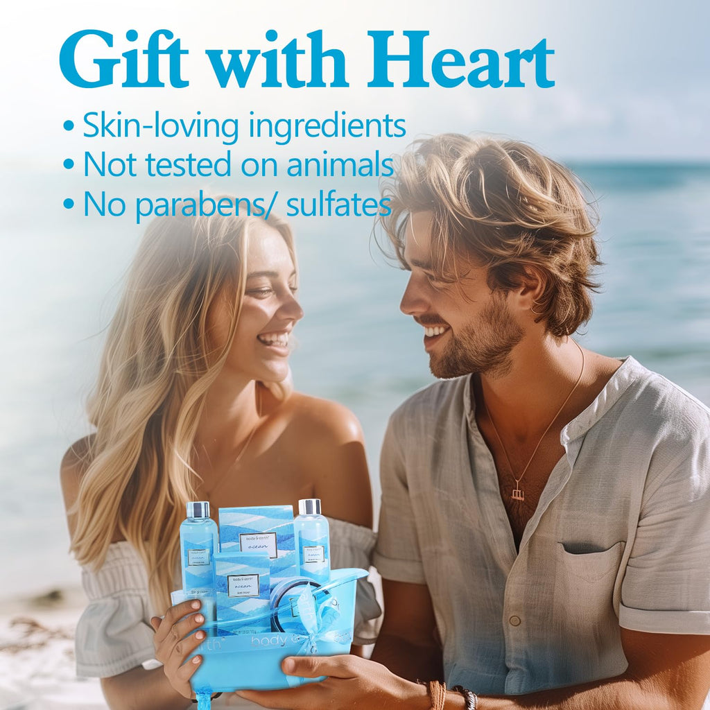 BODY & EARTH Ocean Bath Gift Set – 7-Piece Spa Kit for Women