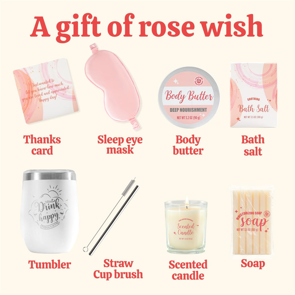 BODY & EARTH Rose Spa Gift Set – 8-Piece Self-Care Kit for Women