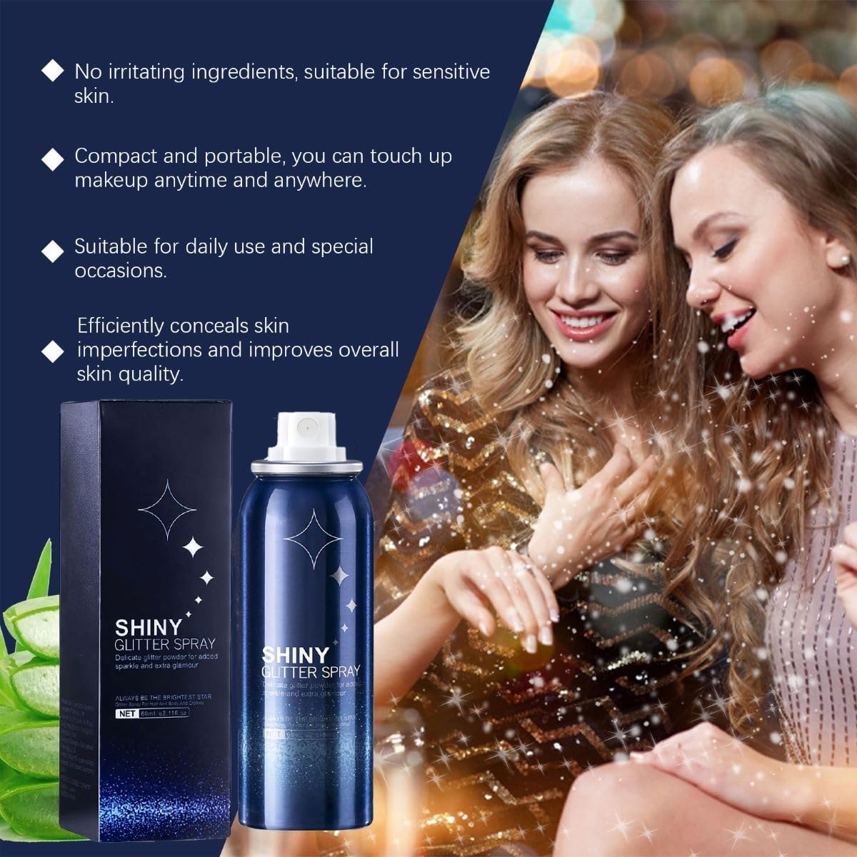 Body Glitter Spray – Long-Lasting Hair, Body & Clothes Shine for Festivals
