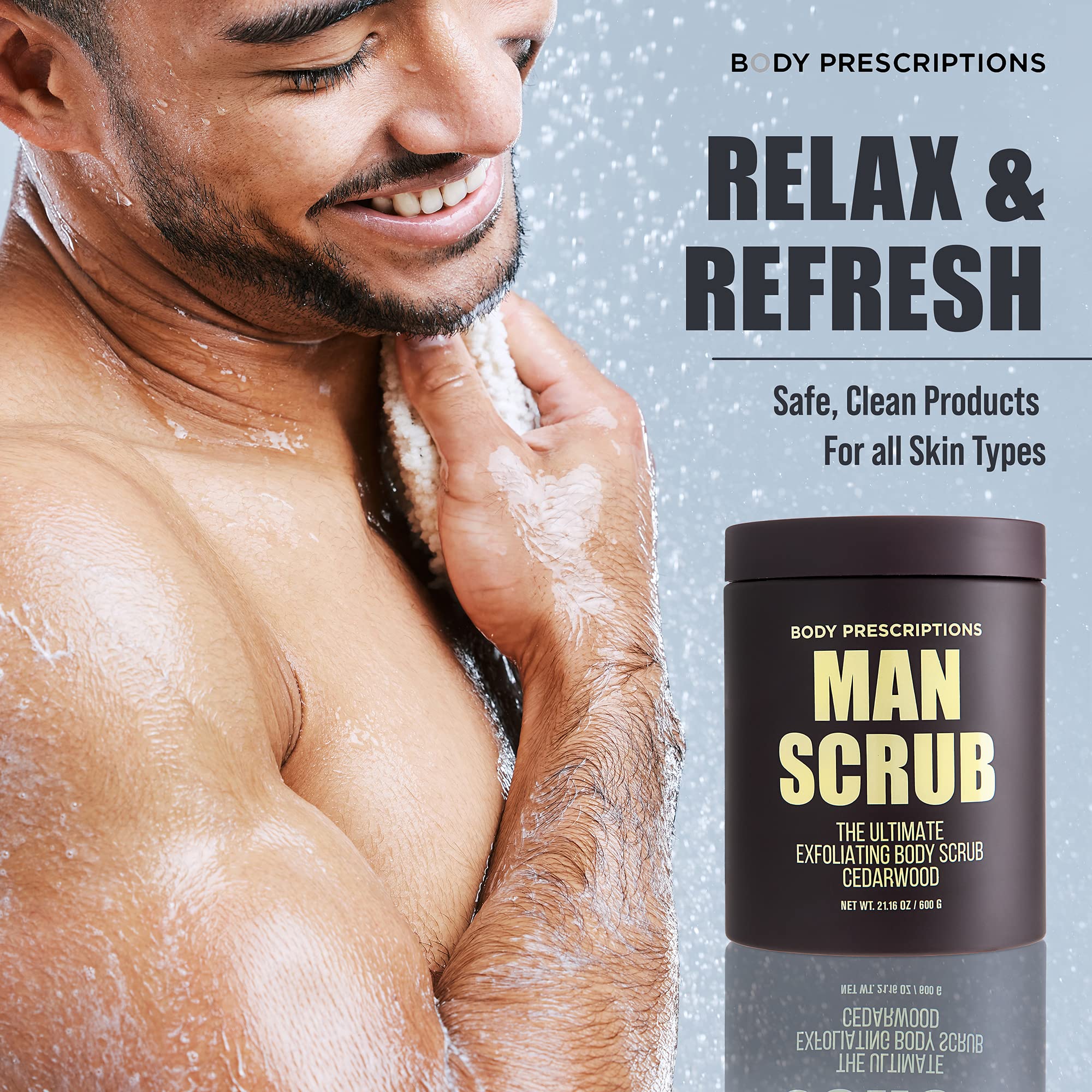 Body Prescriptions Men’s Exfoliating Body Scrub – Cedarwood, 21 oz Jar
