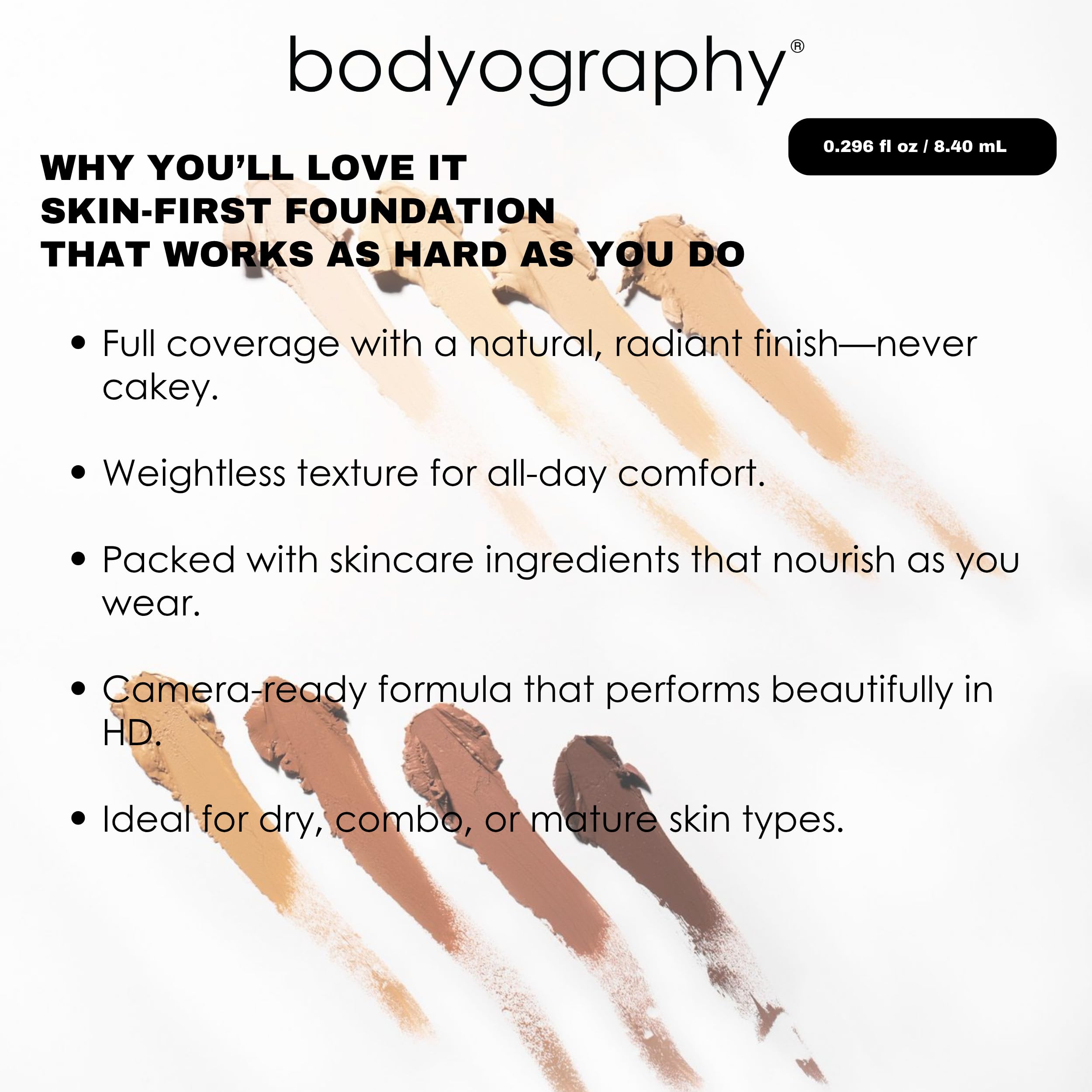 Bodyography Silk Cream Foundation #01 Fair – Weightless, Buildable Coverage & Hydration