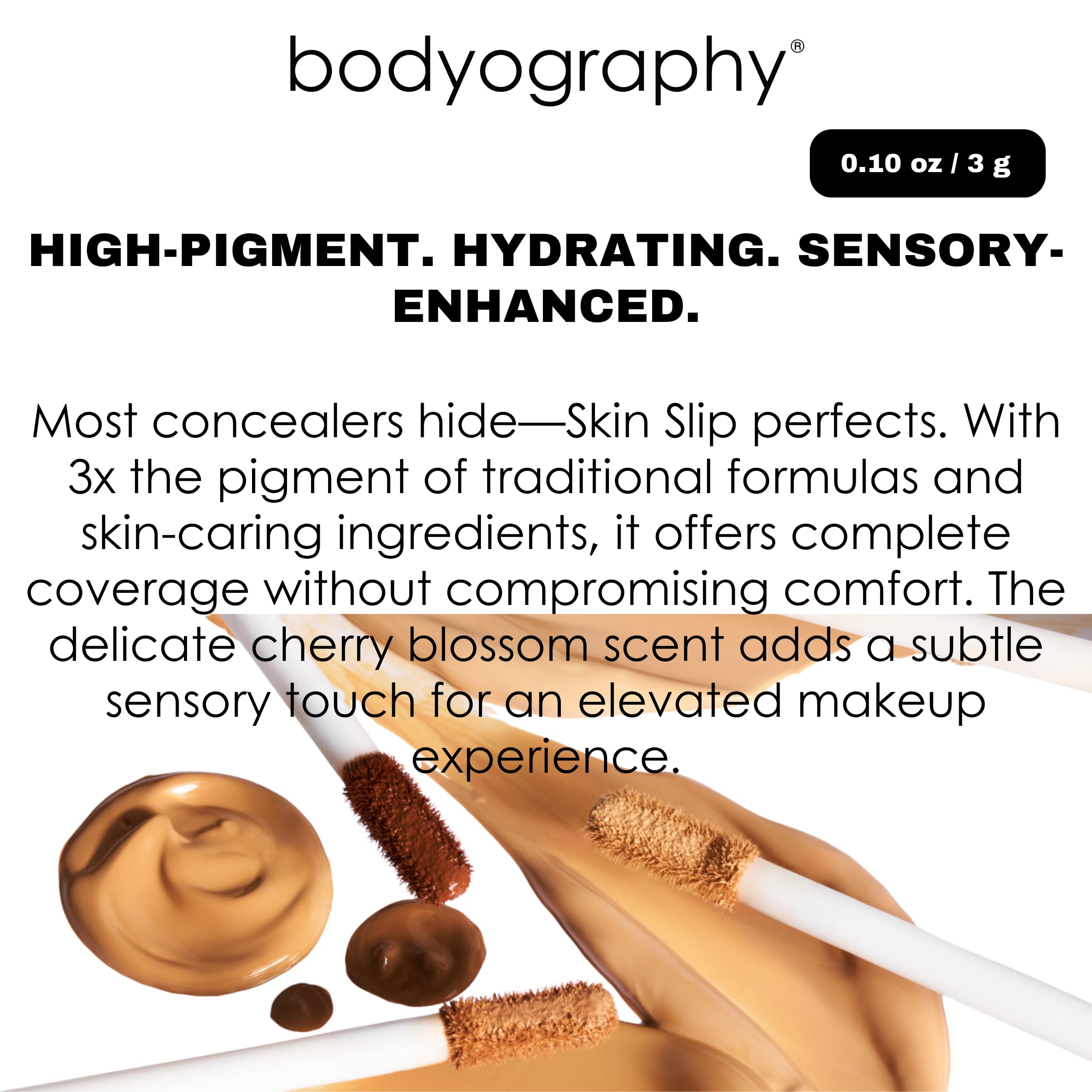 Bodyography Skin Slip Full-Coverage Concealer | Hydrating, Buildable 35% Pigment | Satin Finish