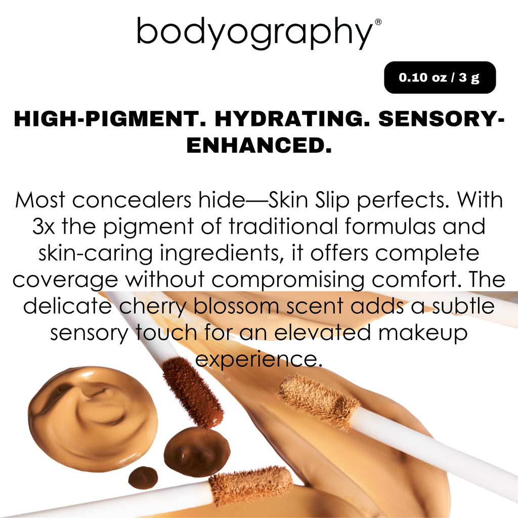 Bodyography Skin Slip Full-Coverage Concealer — Satin Finish, 35% Pigment, Hydration