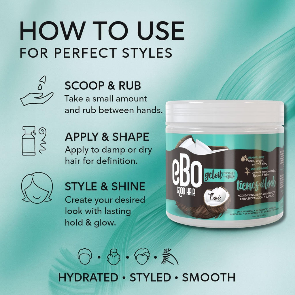 Boe Cosmetics Ebo GelOil Styling Gel – Defines, Holds & Nourishes Hair
