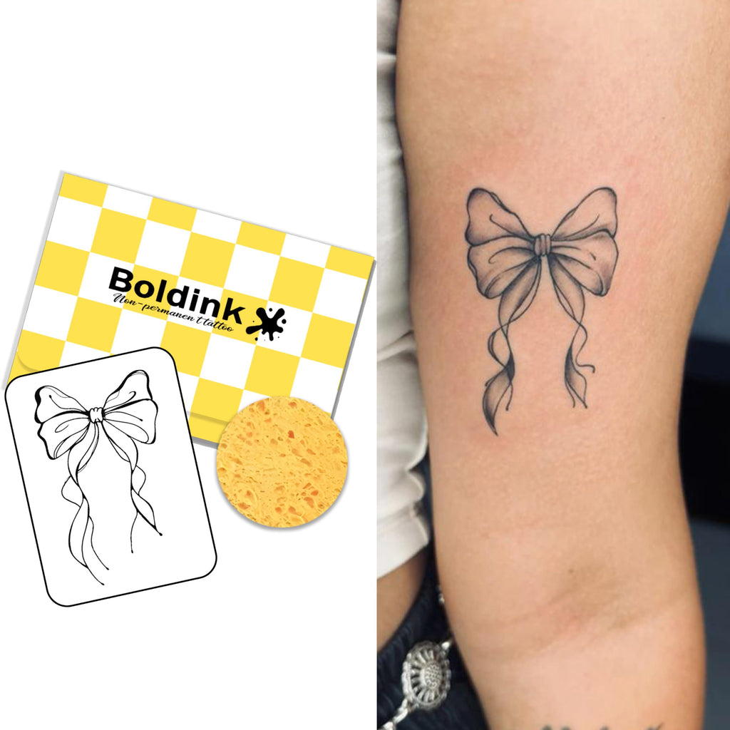 Boldink Bowknot 2 Temporary Tattoos – Waterproof, Long-Lasting, Non-Reflective