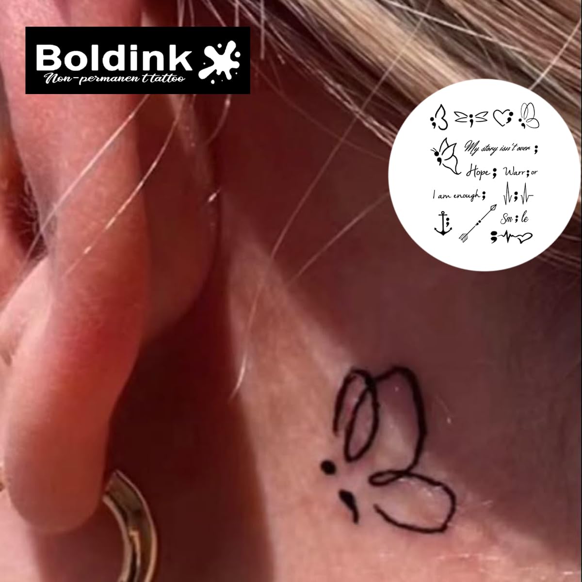 Boldink Butterfly 7 Semi-Permanent Tattoos — Realistic, Waterproof, 7–14 Day Wear