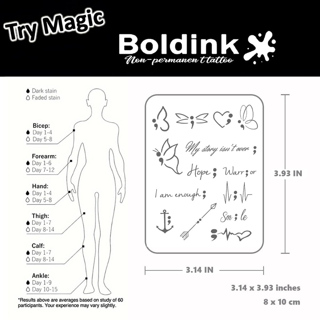 Boldink Butterfly 7 Semi-Permanent Tattoos — Realistic, Waterproof, 7–14 Day Wear