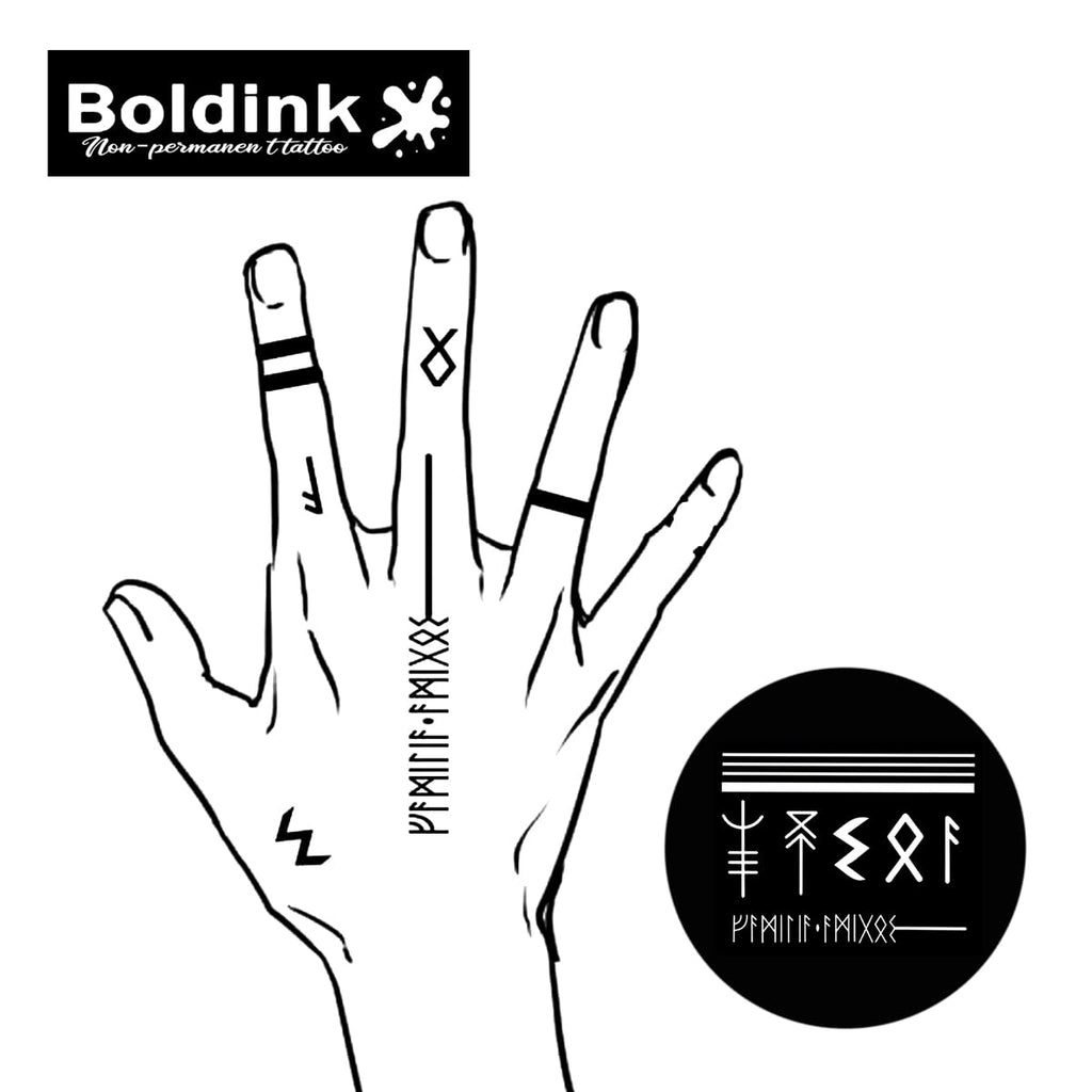 Boldink Semi-Permanent Finger Tattoos — Realistic, Waterproof & Non-Reflective | Gift Packaging (12 Tattoos)