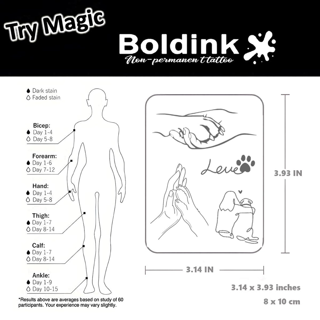 Boldink Semi-Permanent Tattoos – Waterproof Realistic Fake Tattoos (7–14 days) | Gift Box Packaging