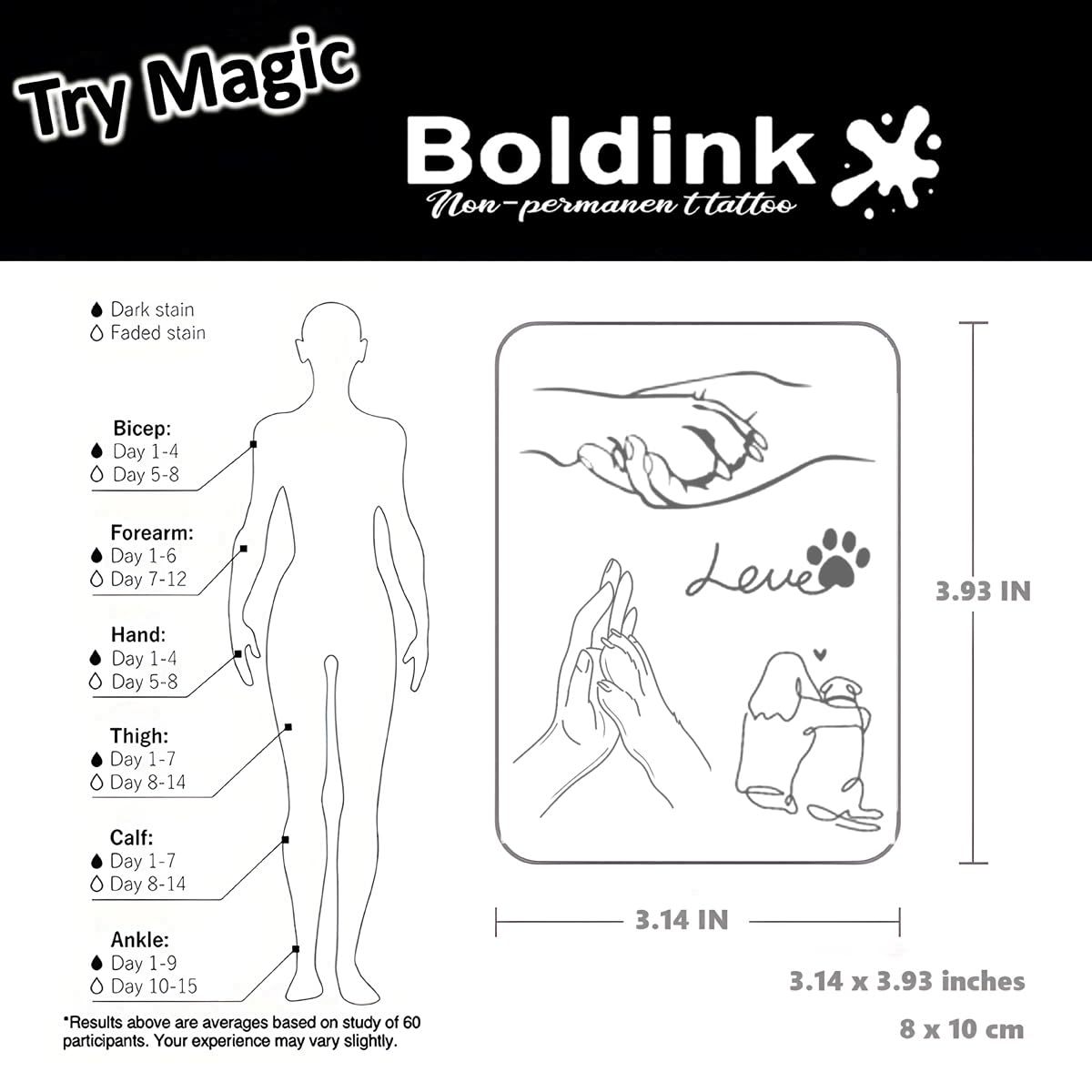 Boldink Semi-Permanent Tattoos – Waterproof Realistic Fake Tattoos (7–14 days) | Gift Box Packaging