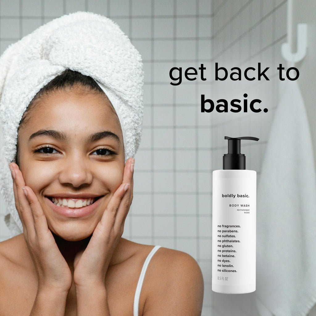 Boldly Basic Fragrance Free Body Wash – Gentle Unscented Shower Gel for Sensitive Skin | Dermatologist Tested