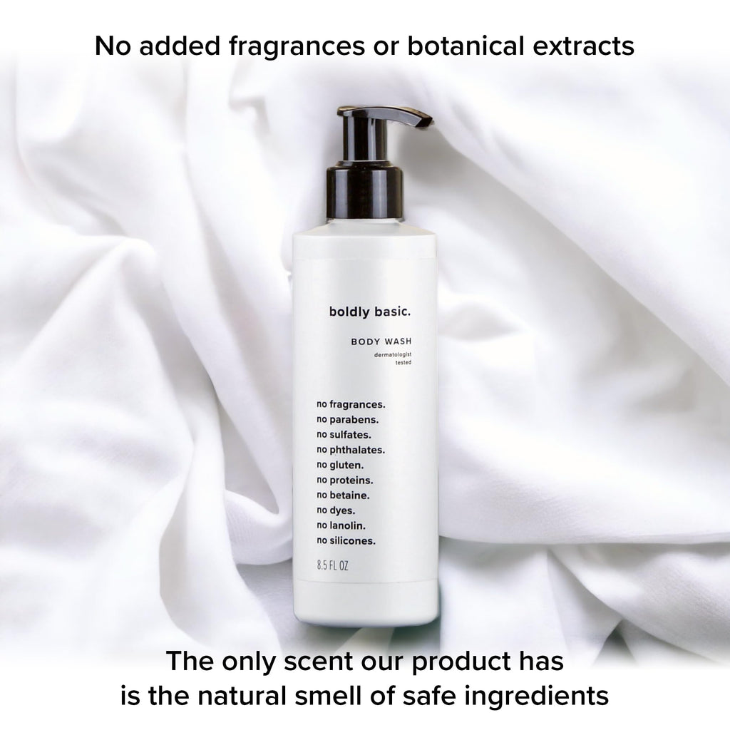 Boldly Basic Fragrance Free Body Wash – Gentle Unscented Shower Gel for Sensitive Skin | Dermatologist Tested