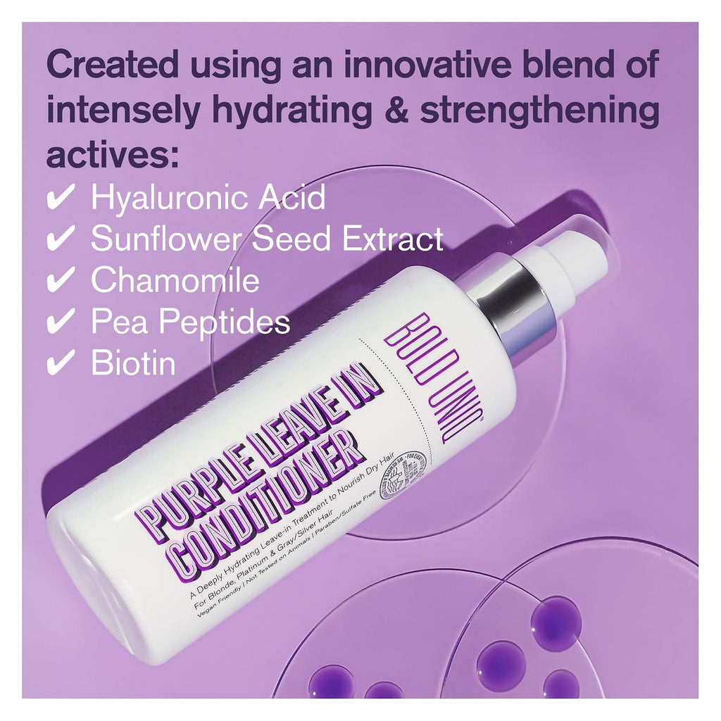 Bold Uniq Purple Leave-In Conditioner — Hydrating Tone & Detangle for Blonde, Platinum & Gray Hair | Vegan & Cruelty-Free