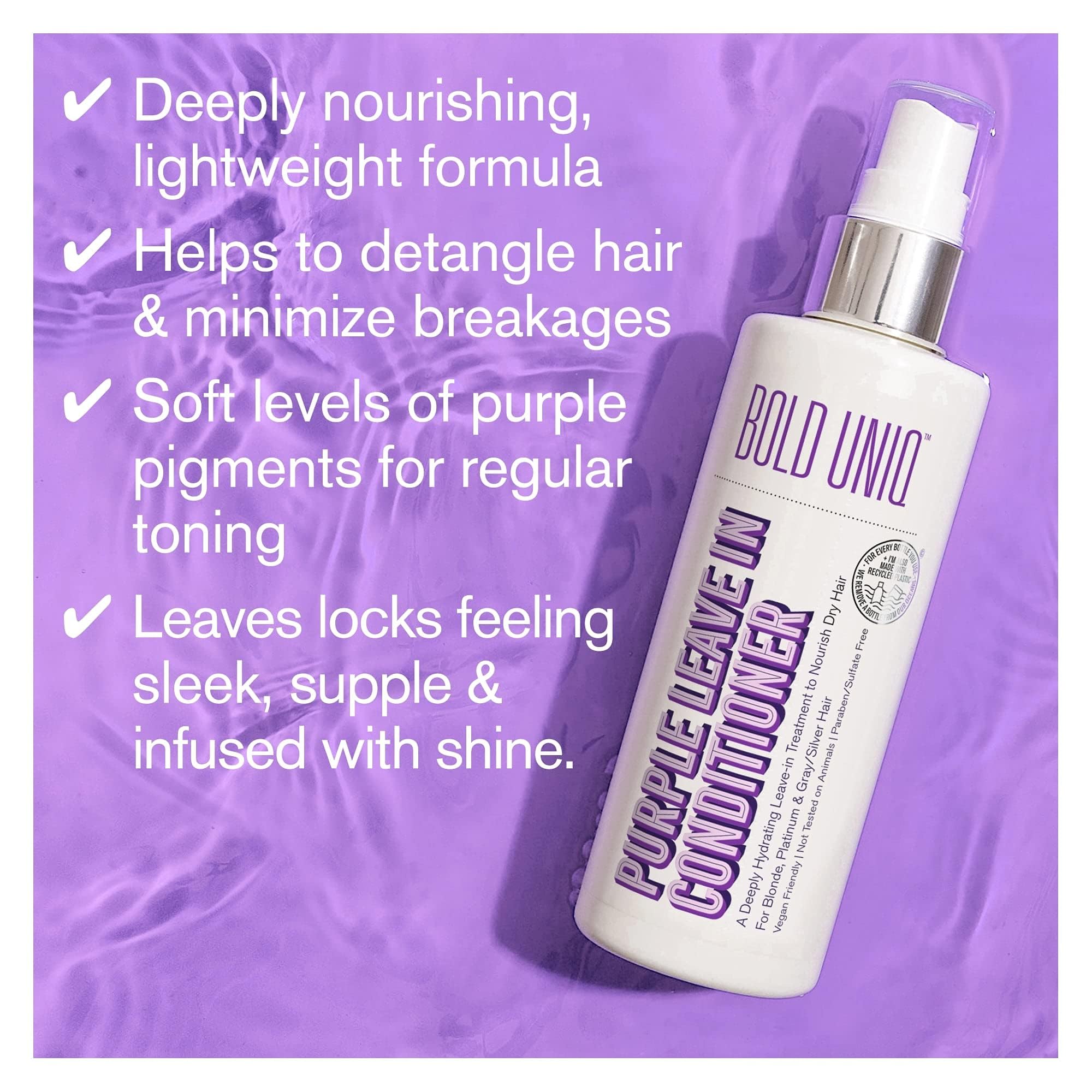Bold Uniq Purple Leave-In Conditioner — Hydrating Tone & Detangle for Blonde, Platinum & Gray Hair | Vegan & Cruelty-Free
