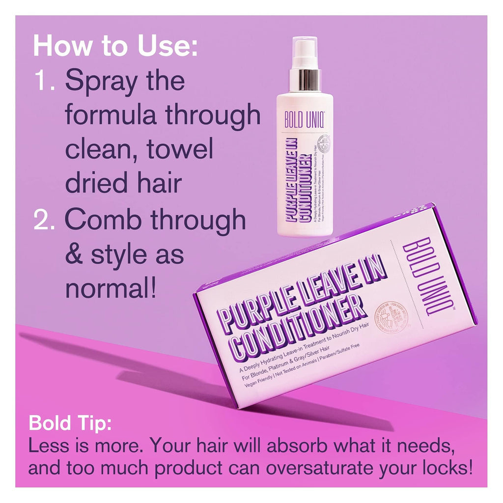 Bold Uniq Purple Leave-In Conditioner — Hydrating Tone & Detangle for Blonde, Platinum & Gray Hair | Vegan & Cruelty-Free