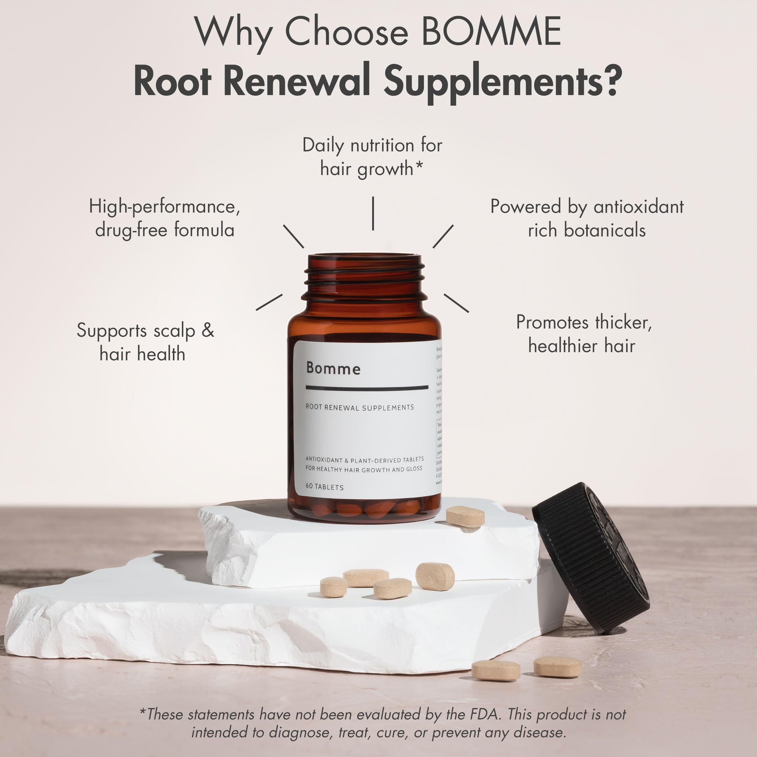 Bomme BLH-308 Hair Growth Supplement – Persimmon Leaf, Green Tea & Sophora | Plant-Based, Drug-Free Hair Support