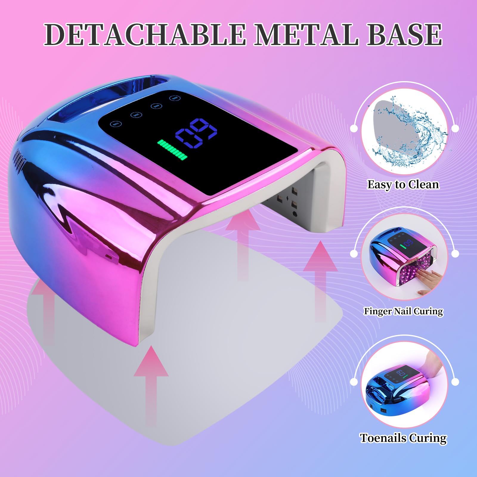 BOMOQING 96W Rechargeable UV LED Nail Lamp with LCD Display – Portable Cordless Nail Dryer