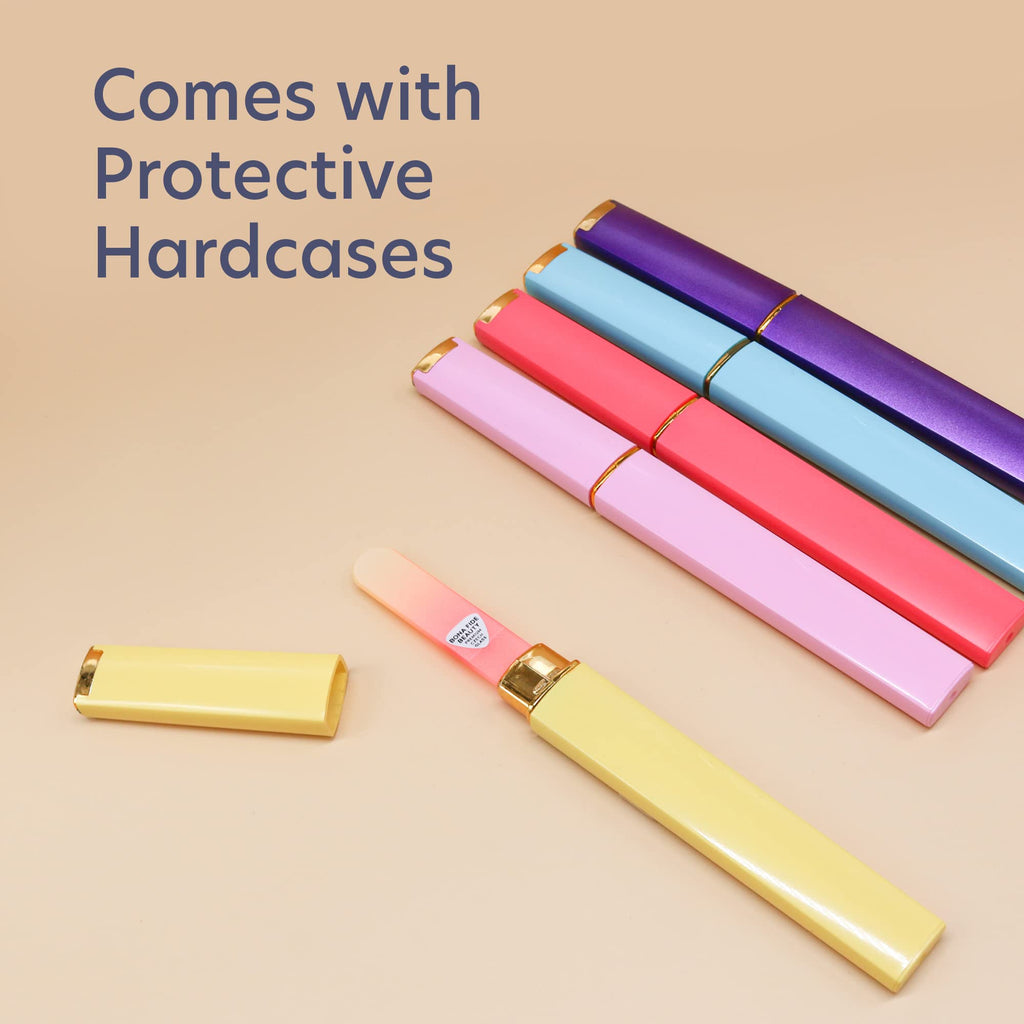 Bona Fide Beauty Czech Glass Nail File Set – 5-Pack with Hard Case