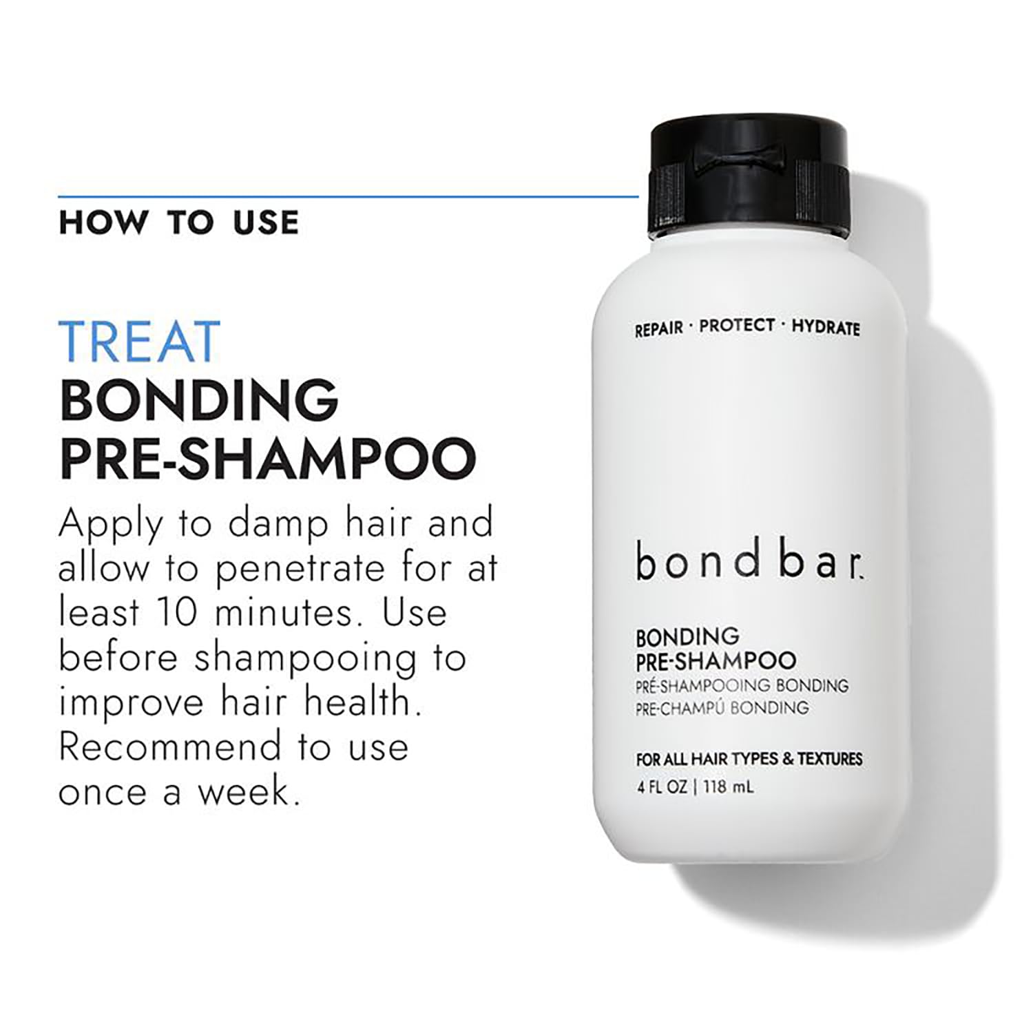 Bondbar PreShampoo Repair Treatment for Damaged Hair | Reduces Breakage & Frizz | Vegan & Cruelty-Free | 4 Fl Oz