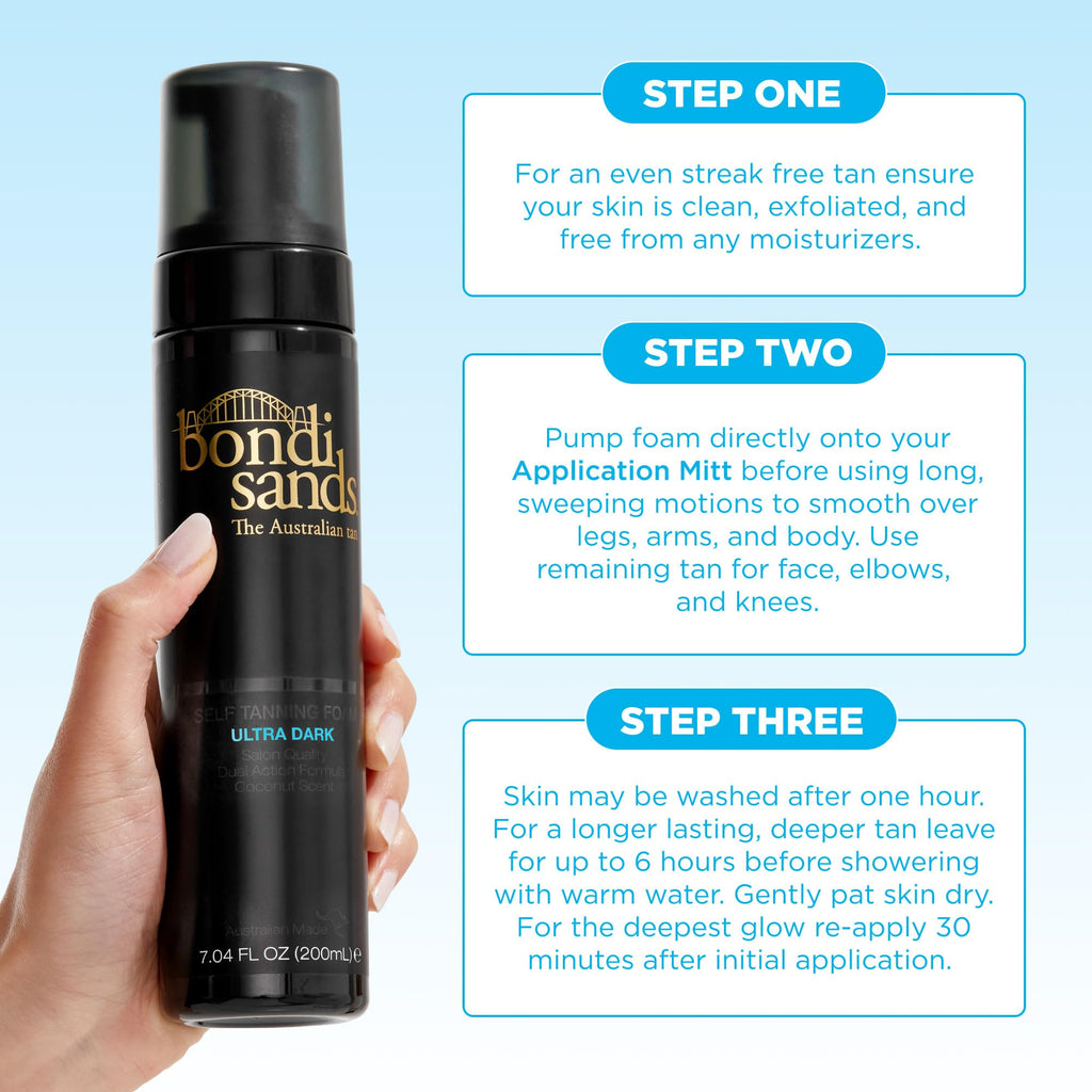 Bondi Sands Ultra Dark Self Tanning Foam + Application Mitt – Flawless Bronze Finish ($32 Value)
