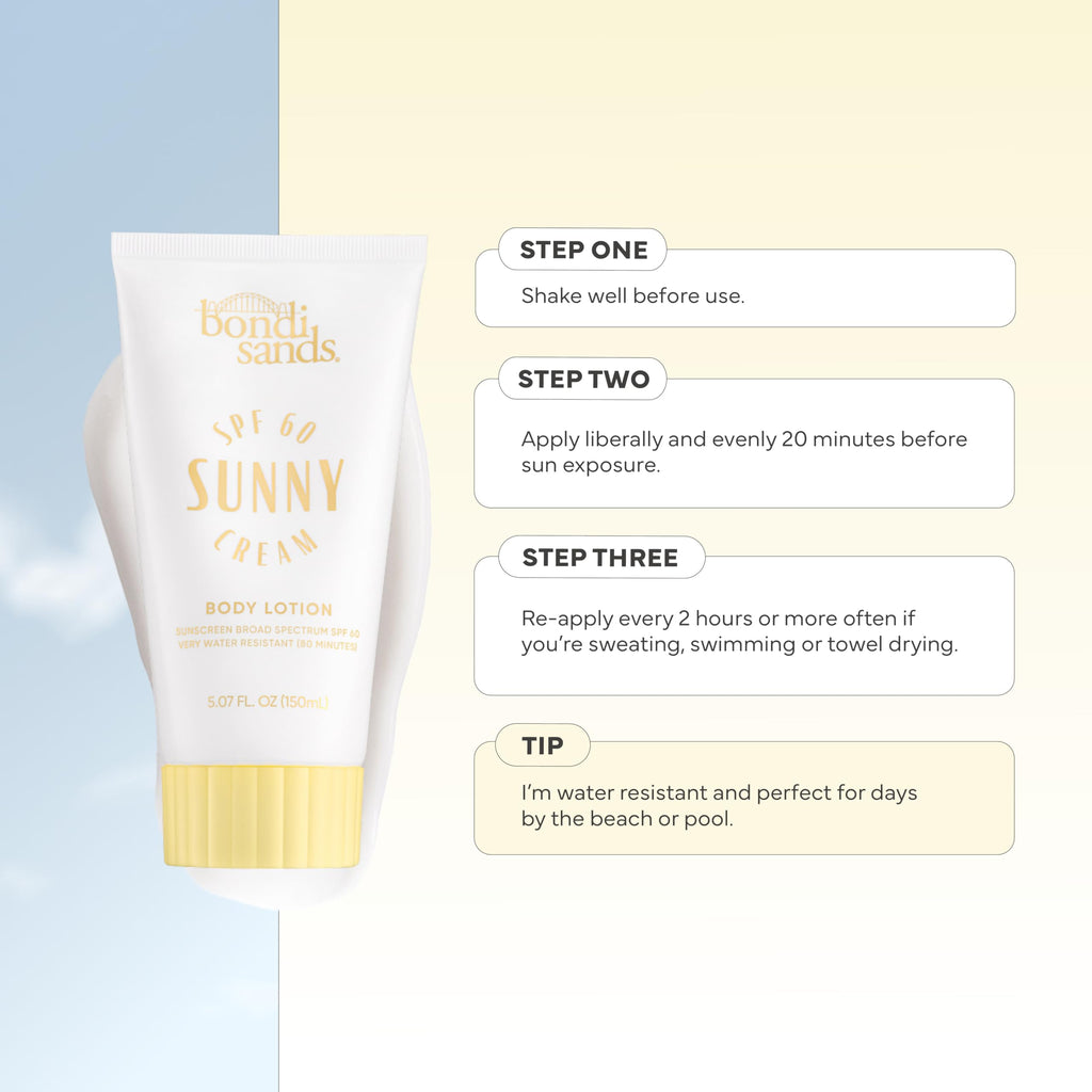 Bondi Sands Sunny Cream SPF 60 Body Lotion – Hydrating Broad Spectrum Sunscreen
