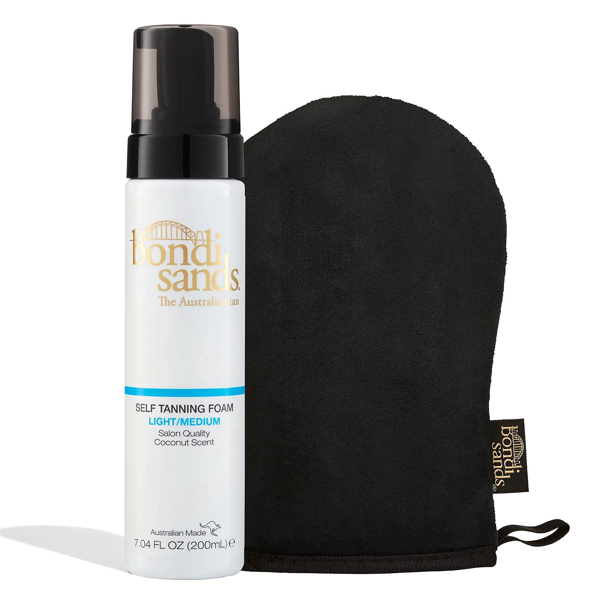 Bondi Sands Light/Medium Self Tanning Foam + Reusable Application Mitt — Flawless, Streak-Free Bronze