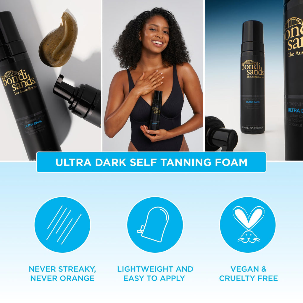 Bondi Sands Ultra Dark Self Tanning Foam + Application Mitt – Flawless Bronze Finish ($32 Value)