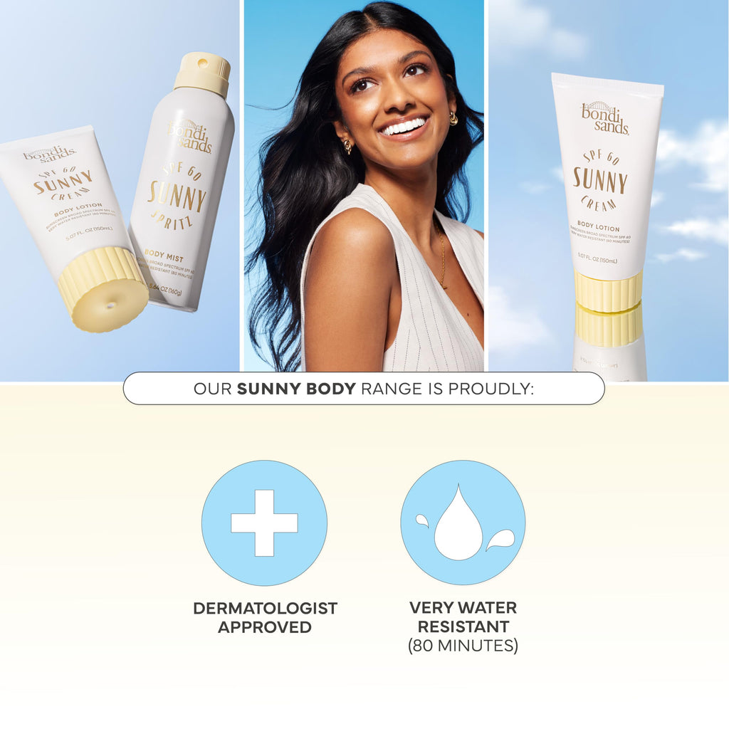 Bondi Sands Sunny Cream SPF 60 Body Lotion – Hydrating Broad Spectrum Sunscreen