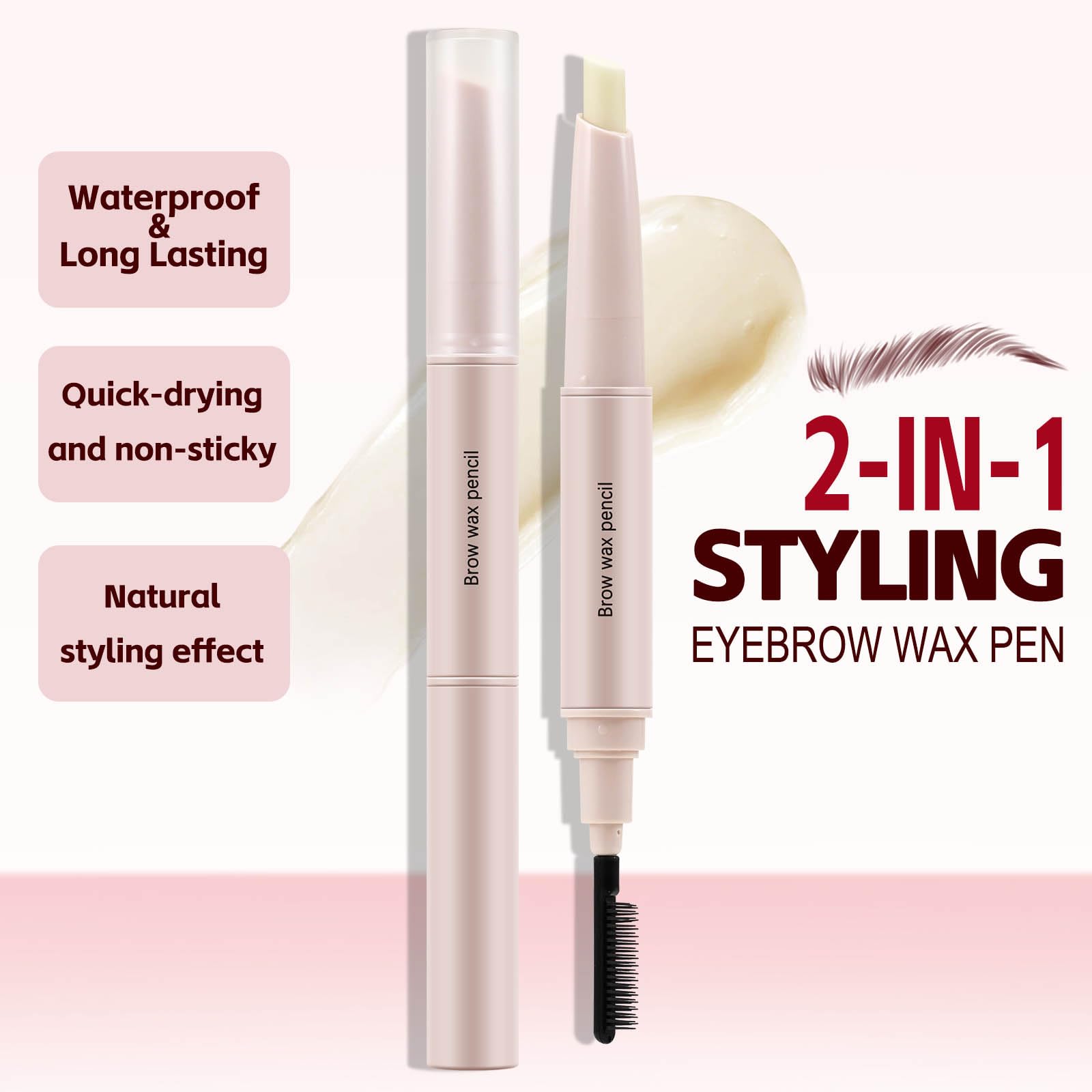 Boobeen Brow Wax Clear – Waterproof Eyebrow Styler with Angled Tip for Long-Lasting Hold