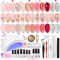 Born Pretty Jelly Gel Nail Polish Kit – 28Pcs with 48W UV Lamp, 12 Colors + Base/Top Coat