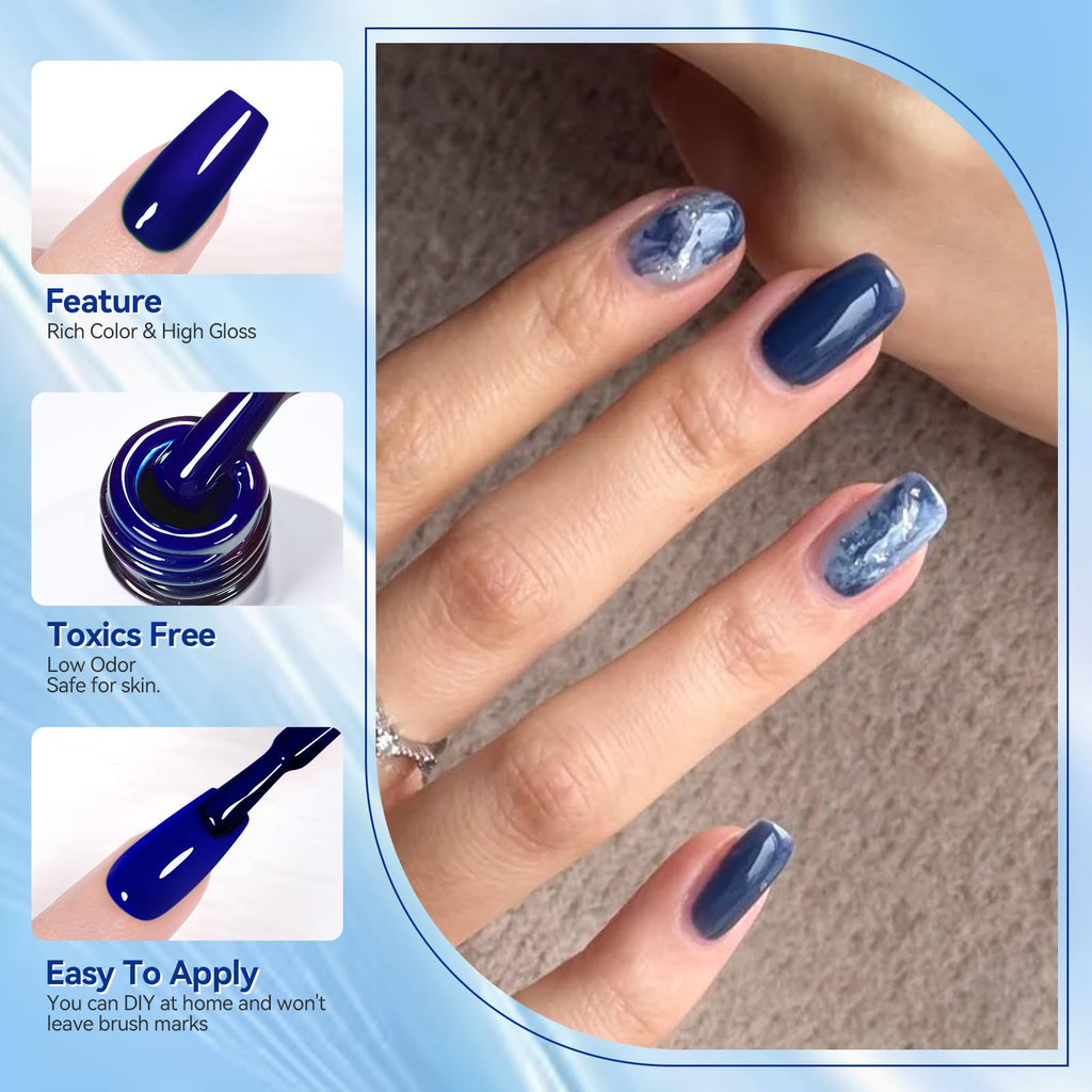 Born Pretty Blue Gel Nail Polish Set – 6 Colors for Nails