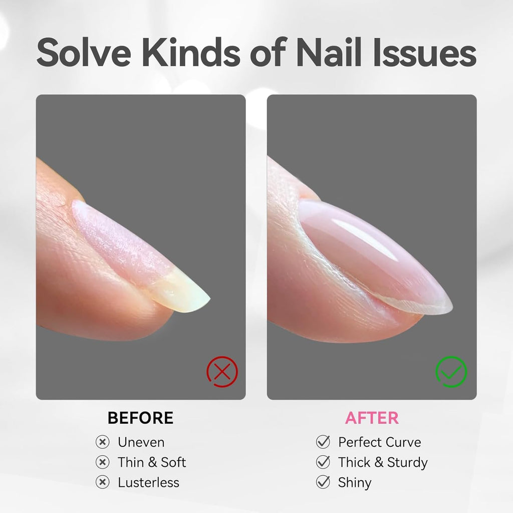 Born Pretty Builder Gel 8-in-1 for Nails – 15ml Clear & Pink Set | Base Gel, Extension Gel, Rhinestone Glue