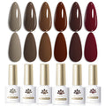 Born Pretty Fall Winter Gel Nail Polish Set – 6x 7ml Burgundy, Brown & Caramel Autumn Gel Kit