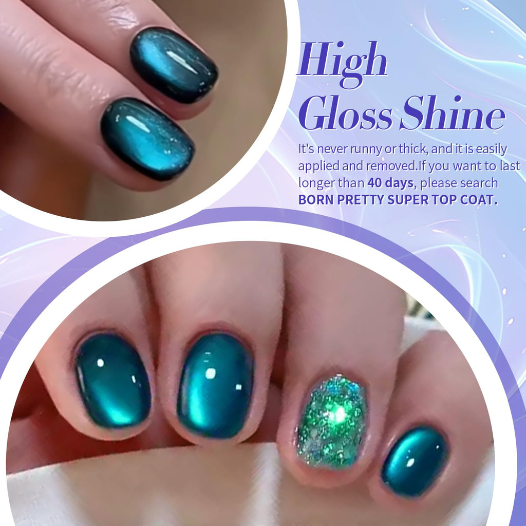 Born Pretty Cat Magnetic Eye Gel Nail Polish – Glitter Auroras Magnetic Cat-Eye Set (6-Piece)