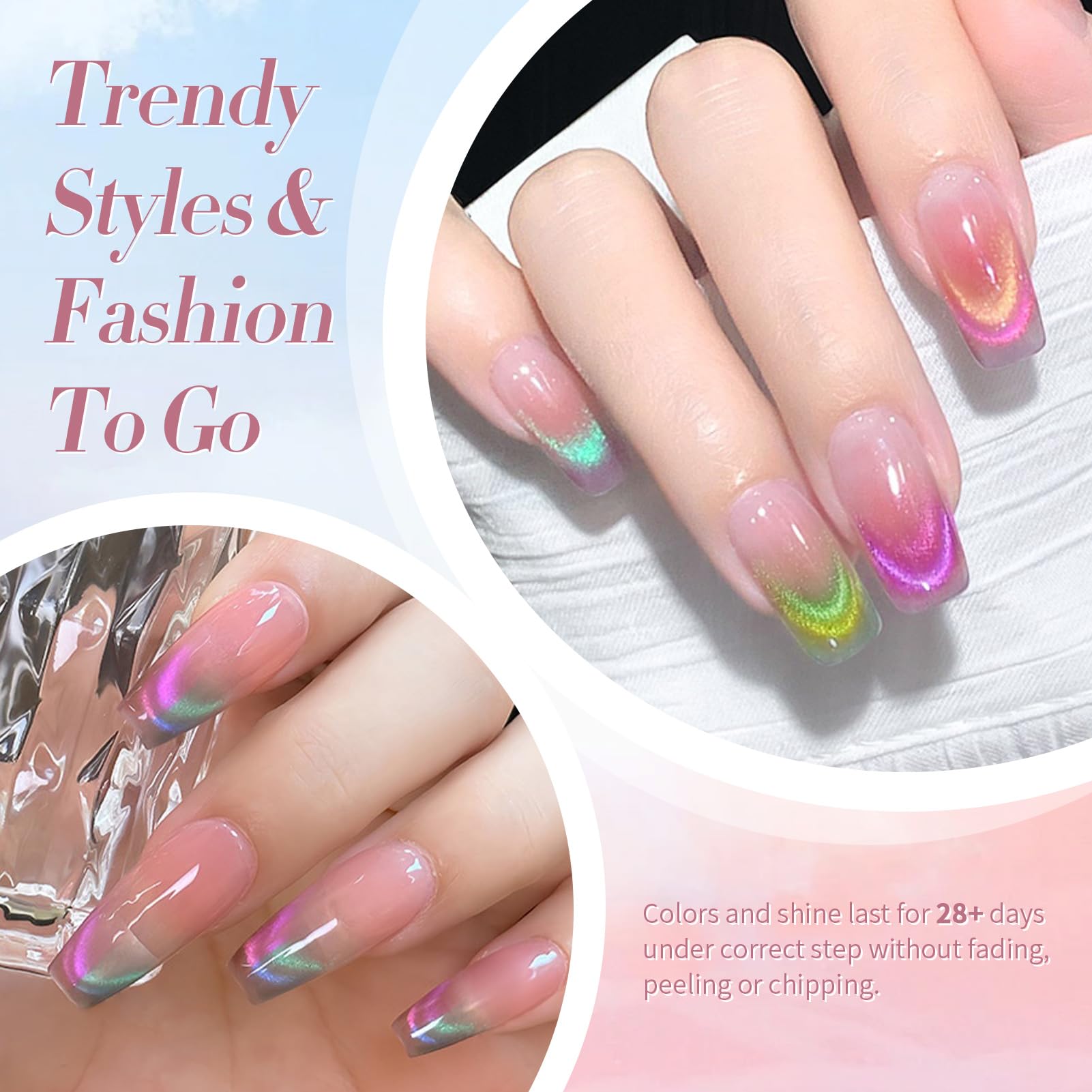Born Pretty Cat Magnetic Eye Gel Polish Rainbow Aurora – Firefly Aurora Series (6PCS)