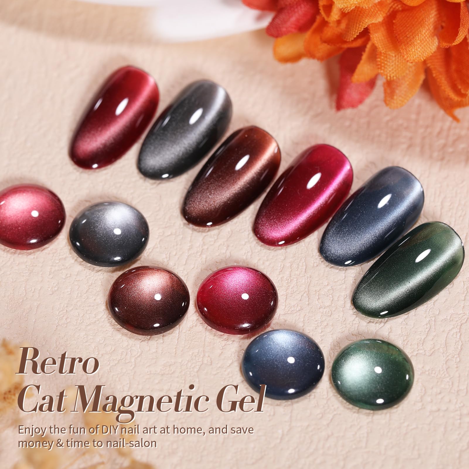 Born Pretty Cat Magnetic Eye Gel Nail Polish Set – 6x 7ml Retro Cat-Eye Magnetic Gel