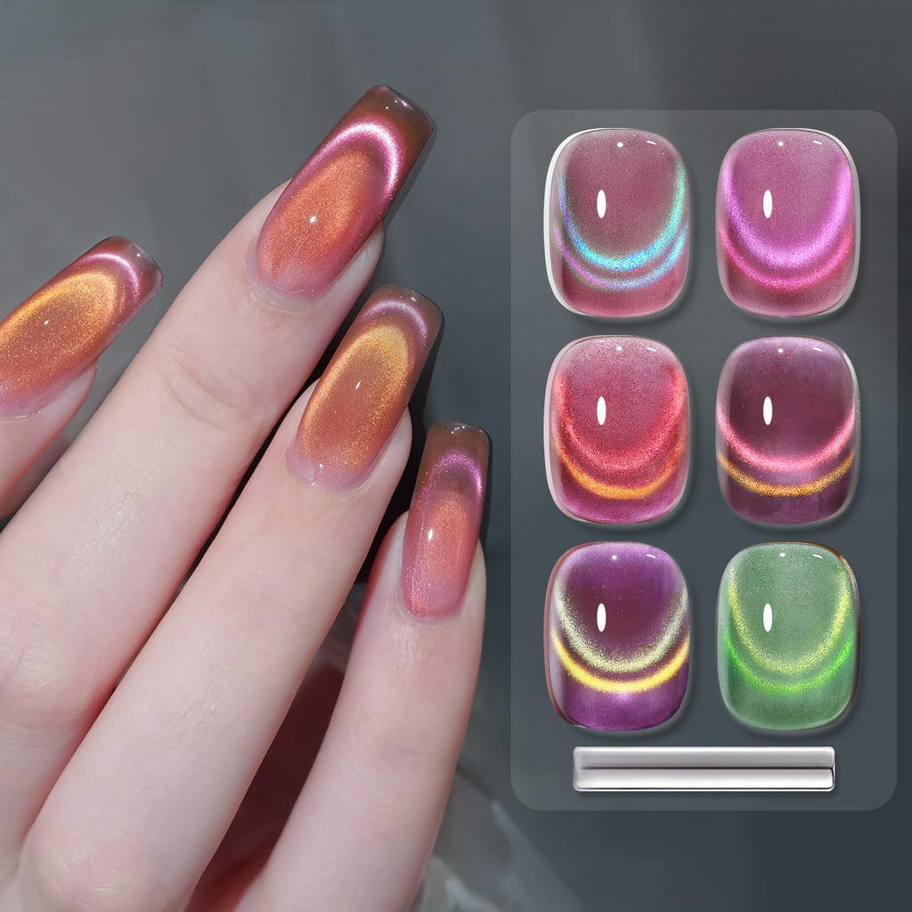 Born Pretty Cat Magnetic Eye Gel Polish Rainbow Aurora – Firefly Aurora Series (6PCS)