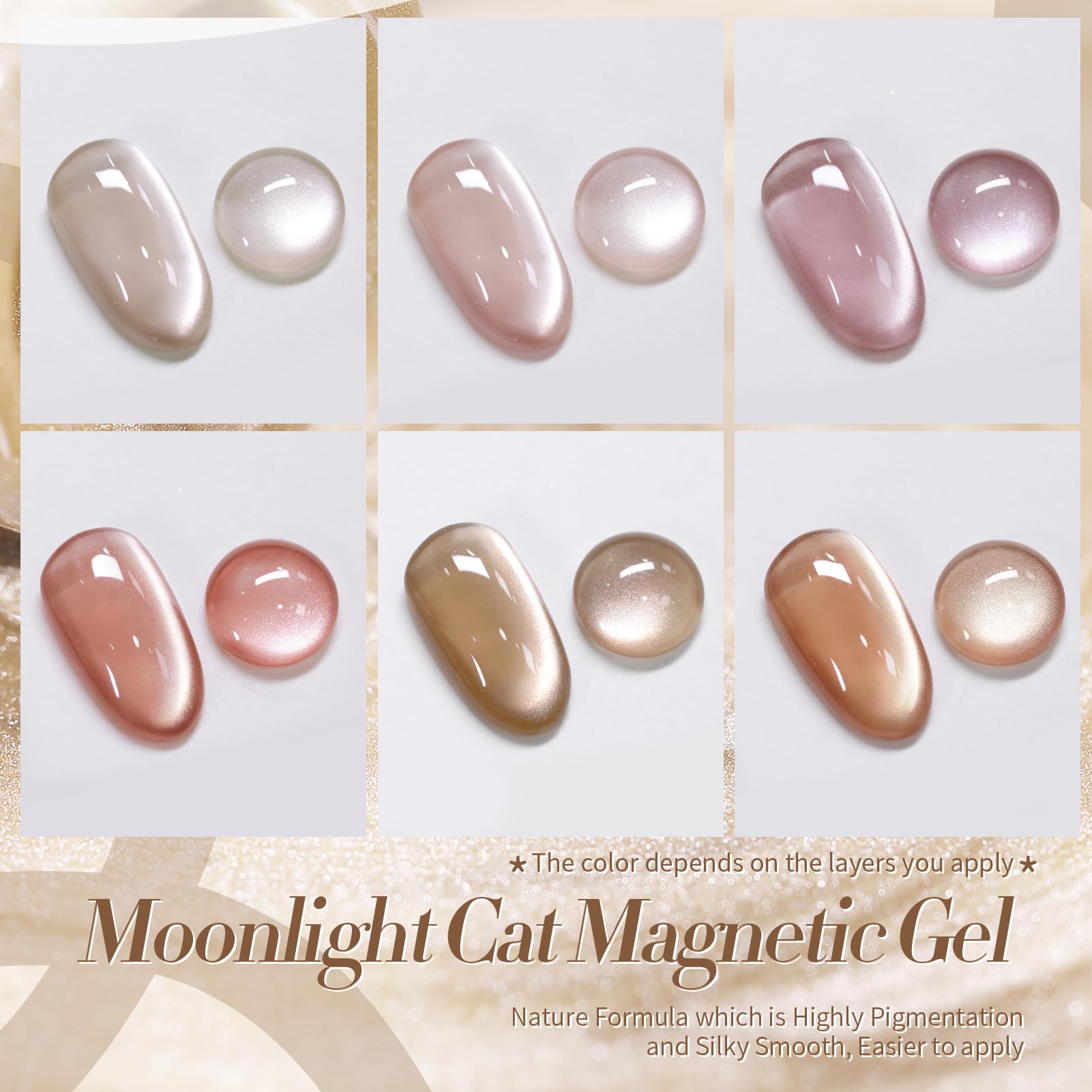 Born Pretty Cat Magnetic Eye Gel Nail Polish Kit – 6x7ml Shimmer Magnetic Polishes