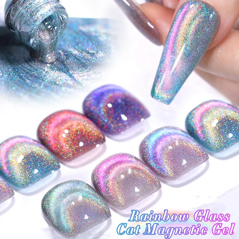 Born Pretty Magnetic Gel Nail Polish Gift Set - 6 Cat Magnetic Holographic Colors