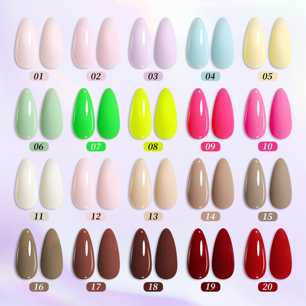 BORN PRETTY 23Pcs Gel Nail Polish Set – 20 Colors Pastel & Neon Kit with Base & Top Coats