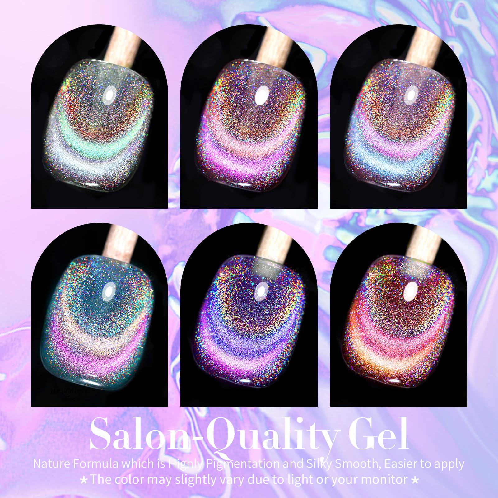 Born Pretty Magnetic Gel Nail Polish Gift Set - 6 Cat Magnetic Holographic Colors