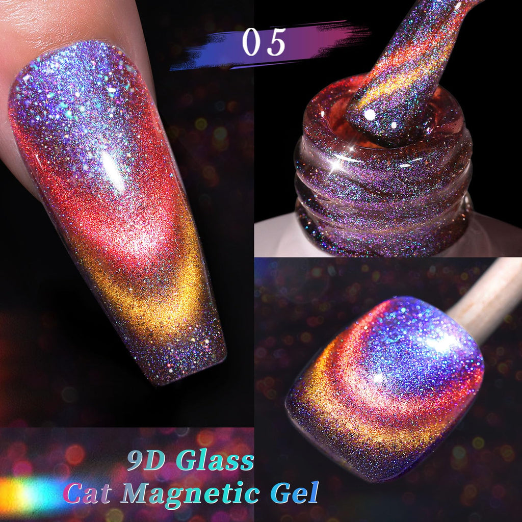 Born Pretty Cat Magnetic Gel Nail Polish Set 9D Chameleon Glitter – 6pcs