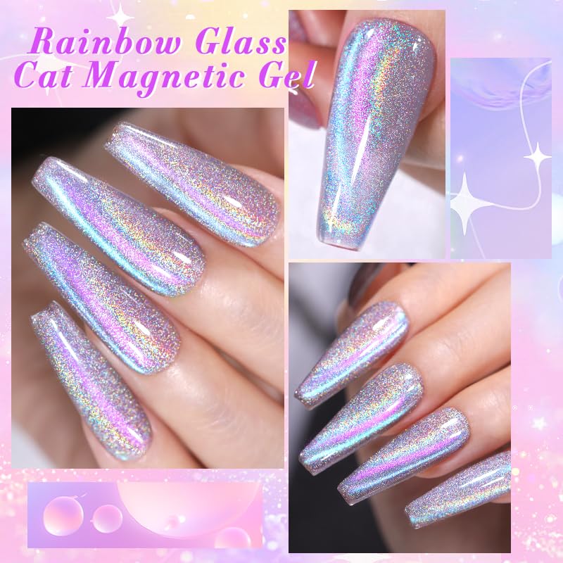 Born Pretty Magnetic Gel Nail Polish Gift Set - 6 Cat Magnetic Holographic Colors