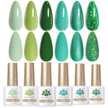 Born Pretty Green Gel Nail Polish Set – 6-Piece Avocado, Glitter, Dark & Forest Greens for DIY Manicures