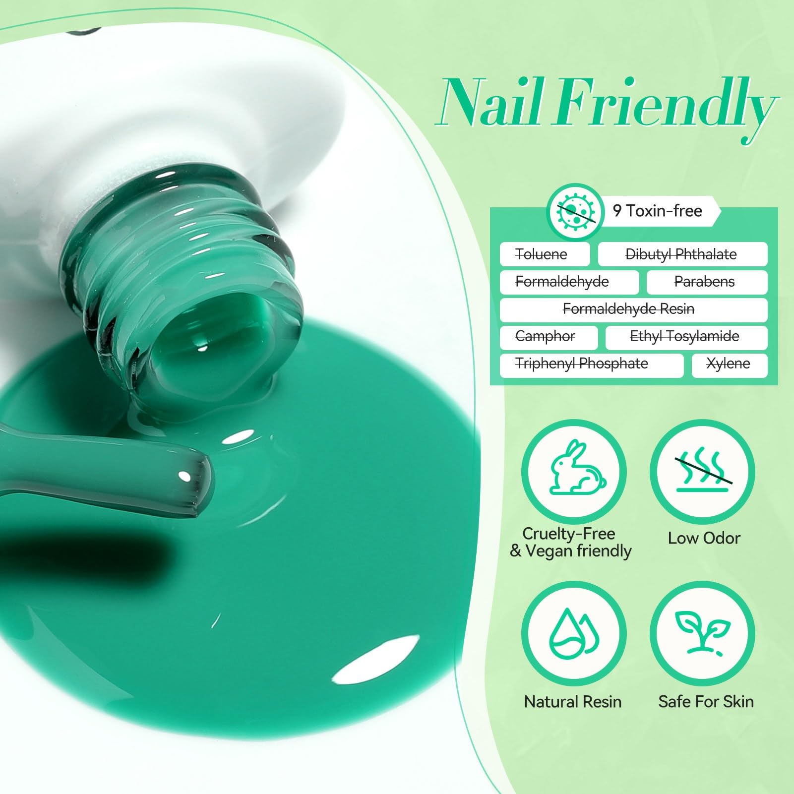 Born Pretty Green Gel Nail Polish Set – 6-Piece Avocado, Glitter, Dark & Forest Greens for DIY Manicures