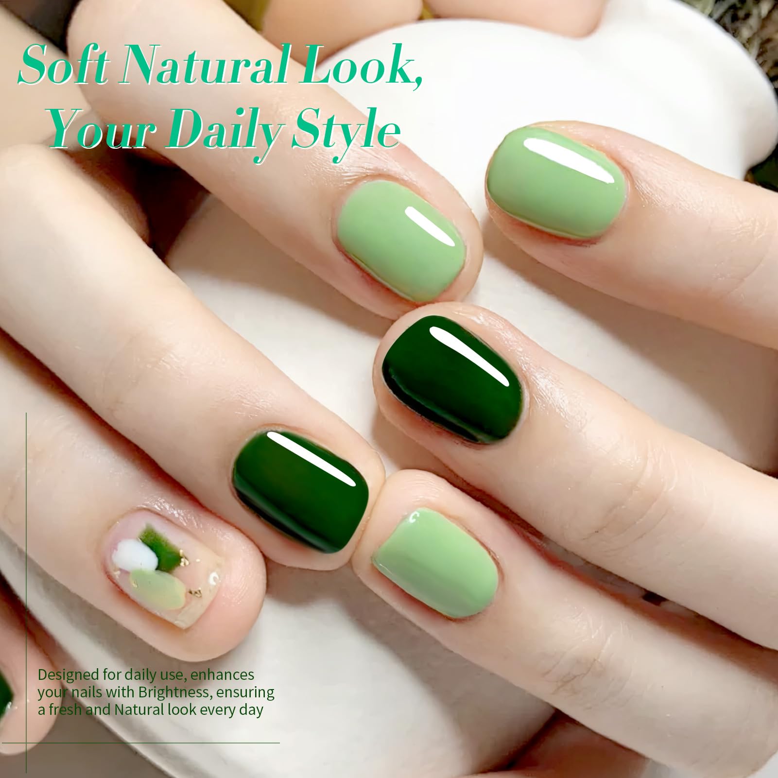 Born Pretty Green Gel Nail Polish Set – 6-Piece Avocado, Glitter, Dark & Forest Greens for DIY Manicures