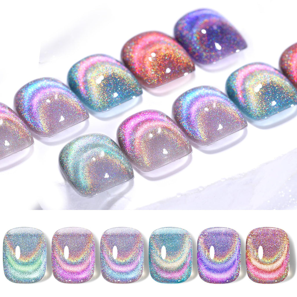 Born Pretty Magnetic Gel Nail Polish Gift Set - 6 Cat Magnetic Holographic Colors