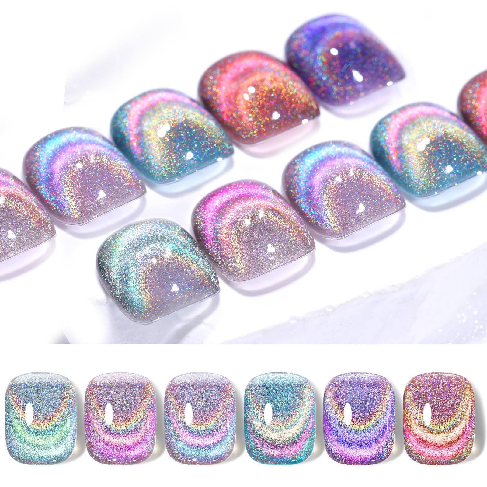 Born Pretty Magnetic Gel Nail Polish Gift Set - 6 Cat Magnetic Holographic Colors