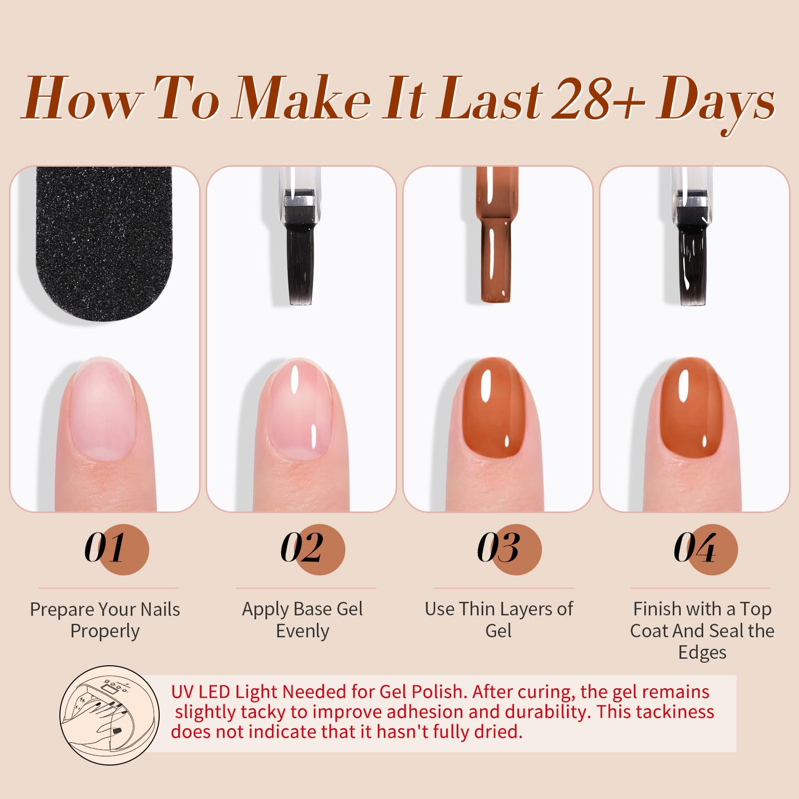 Born Pretty Jelly Gel Nail Polish 6-Piece Amber Crystal, Brown, Orange, Burgundy, Red, Black – Fall/Winter Kit